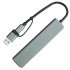 USB-хаб STEM 7 в 1, серый, алюминий