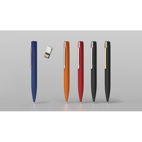 Ручка шариковая Callisto с флеш-картой 32Gb, покрытие soft touch, оранжевый