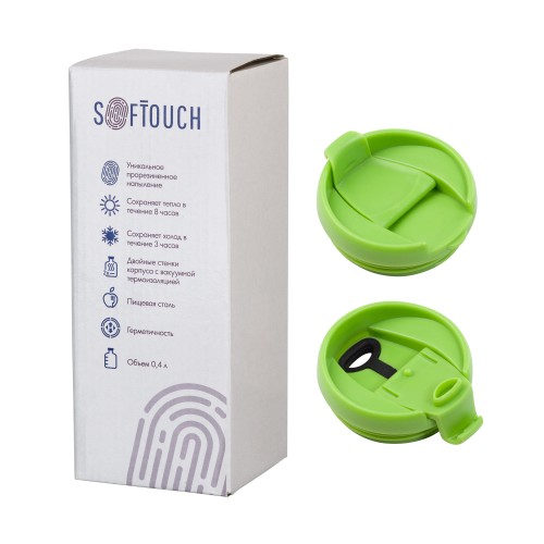 Термостакан Монтана 400 мл, покрытие soft touch, зеленое яблоко