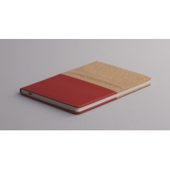Блокнот Фьюджи уценка, формат А5, покрытие soft touch+пробка, красный