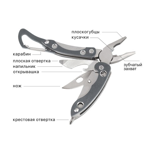 Мультитул Duty 9в1, серый