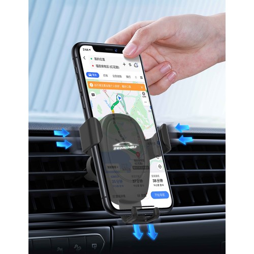 Автомобильное беспроводное (10W) зарядное устройство Clamp SOFTTOUCH с подсветкой логотипа, покрытие soft touch, черный