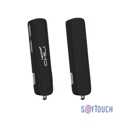Автомобильное зарядное устройство Slam с 2-мя разъёмами USB, покрытие soft touch, черный