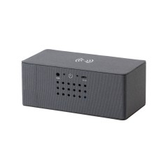 Bluetooth колонка Cool Gray с двумя динамиками (2х3Вт) и беспроводным зарядным устройством, переработанный пластик (RPET), серый