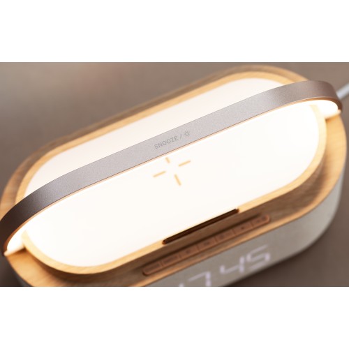 Bluetooth стерео-колонка Smart Band 10Вт (2х5Вт) с беспроводным (15W) ЗУ, лампой, часами, FM радио, бежевый