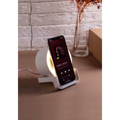 Bluetooth колонка-подставка Smart Sound с беспроводным (10W) зарядным устройством и лампой, белый