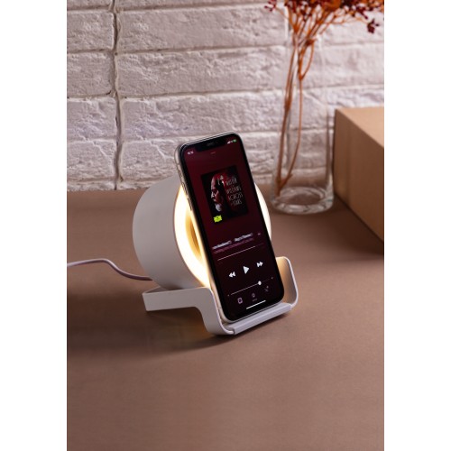 Bluetooth колонка-подставка Smart Sound с беспроводным (10W) зарядным устройством и лампой, белый