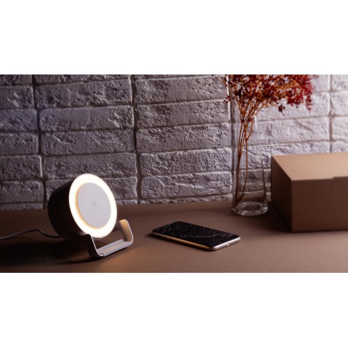 Bluetooth колонка-подставка Smart Sound с беспроводным (10W) зарядным устройством и лампой, белый