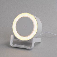 Bluetooth колонка-подставка Smart Sound с беспроводным (10W) зарядным устройством и лампой, белый