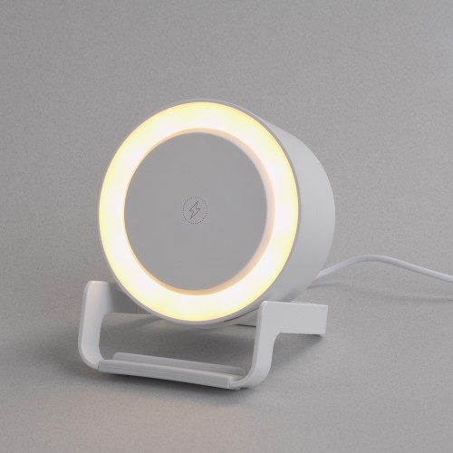 Bluetooth колонка-подставка Smart Sound с беспроводным (10W) зарядным устройством и лампой, белый