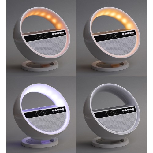 Bluetooth колонка Smart Orb 5Вт с беспроводным (15W) ЗУ, лампой, часами, FM радио, белый
