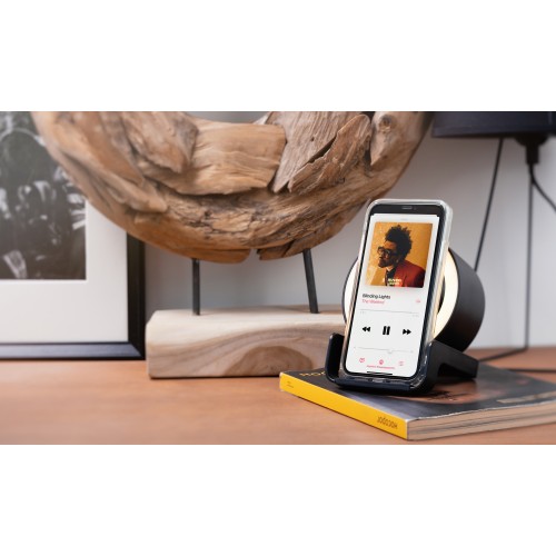 Bluetooth колонка-подставка Smart Loud с беспроводным (10W) зарядным устройством, лампой и подсветкой логотипа, черный
