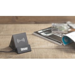 Bluetooth колонка-подставка Rock 3Вт с беспроводным зарядным устройством и подсветкой логотипа, черный