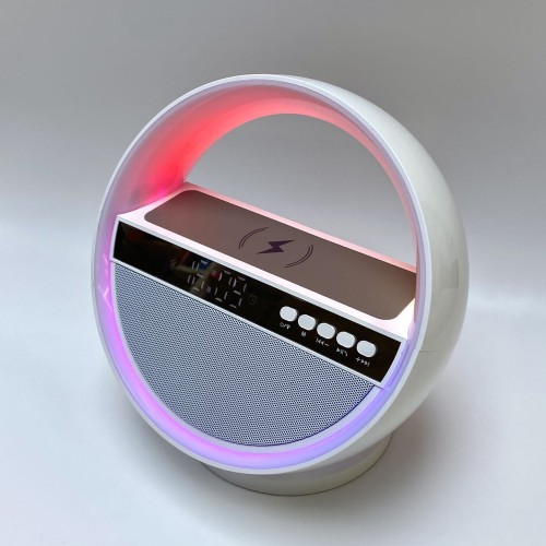 Bluetooth колонка Smart Orb 5Вт с беспроводным (15W) ЗУ, лампой, часами, FM радио, белый