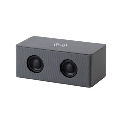 Bluetooth колонка Cool Gray с двумя динамиками (2х3Вт) и беспроводным зарядным устройством, переработанный пластик (RPET), серый