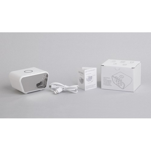 Настольные часы Smart Clock с беспроводным (15W) зарядным устройством, будильником и термометром, белый