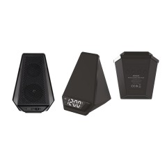Настольная Bluetooth колонка (3Вт) Smart Pyramid с часами и беспроводным (15W) зарядным устройством, с подсветкой логотипа, черный