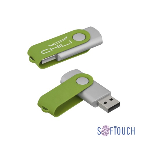 Флеш-карта Vostok, объем памяти 16GB, покрытие soft touch#, зеленое яблоко