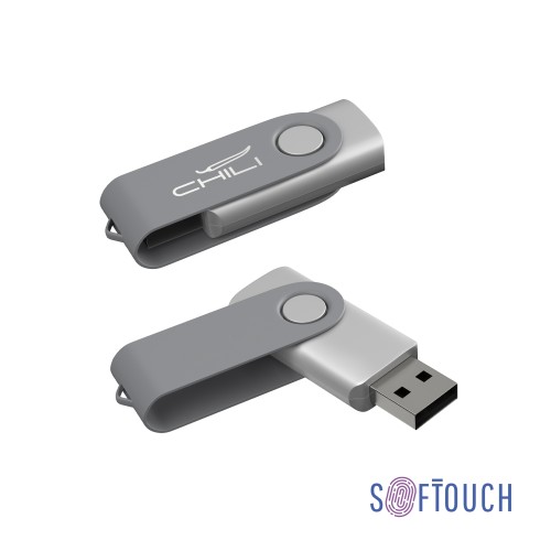 Флеш-карта Vostok, объем памяти 16GB, покрытие soft touch#, серый