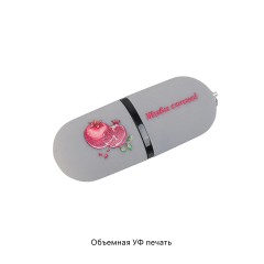 Флеш-карта Камень с покрытием soft grip в футляре, объем памяти 16GB, серый