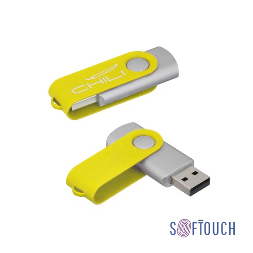 Флеш-карта Vostok, объем памяти 16GB, покрытие soft touch#, желтый