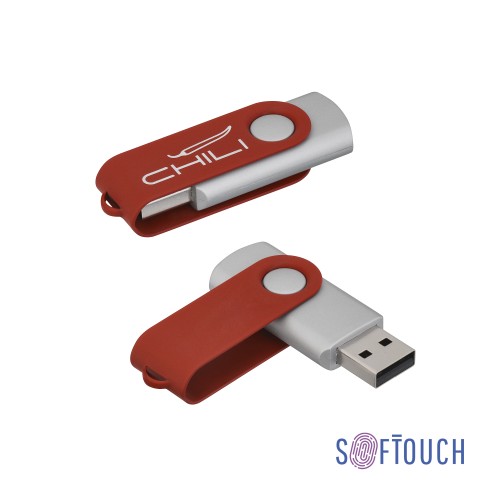 Флеш-карта Vostok, объем памяти 16GB, покрытие soft touch#, красный