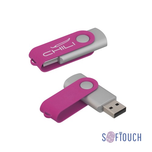 Флеш-карта Vostok, объем памяти 16GB, покрытие soft touch#, фуксия