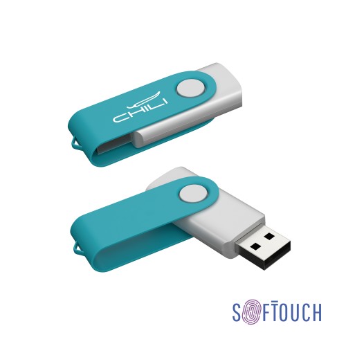 Флеш-карта Vostok, объем памяти 16GB, покрытие soft touch#, бирюзовый