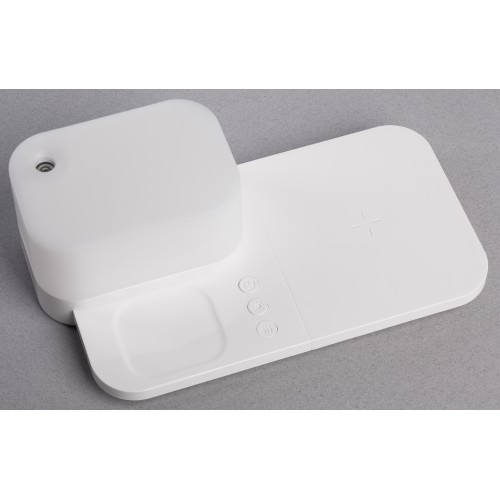 Настольная беспроводная (15W) зарядная станция  Smart Base с увлажнителем и лампой, белый