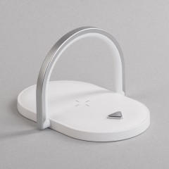 Лампа складная с беспроводным (15W) зарядным устройством Sky Light, белый с серым
