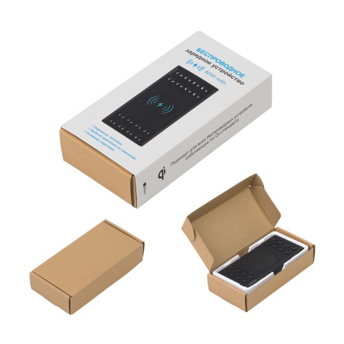Беспроводное зарядное устройство Eight SOFTTOUCH, 8000 mAh, с подсветкой логотипа и подставкой, черный