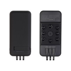 Беспроводное зарядное (22.5/15W) устройство Topfull SOFTTOUCH 10000 mAh с подсветкой лого, присосками, встроенными кабелями, с подставкой, черный