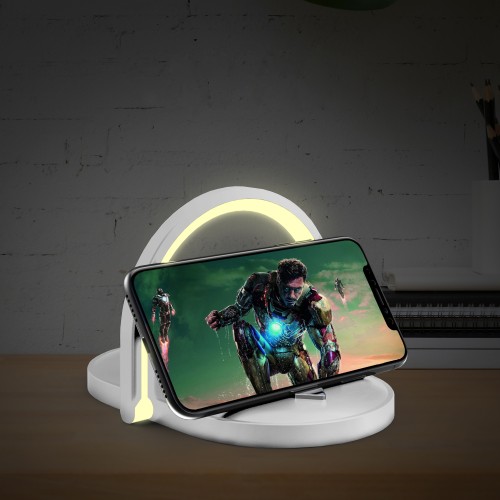 Лампа складная с беспроводным (15W) зарядным устройством Sky Light, белый с серым