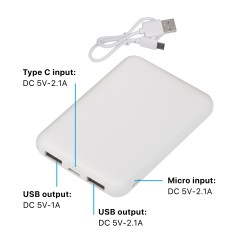 Зарядное устройство Compact, 5000 mAh, белый, белый