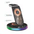 Беспроводная (15W) зарядная станция Tron с прозрачным корпусом и подсветкой, черный с серебристым