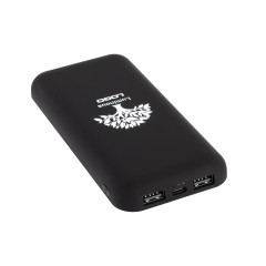 Беспроводное зарядное устройство Sticky SOFTTOUCH, 10000 mAh с подсветкой логотипа и присосками, черный
