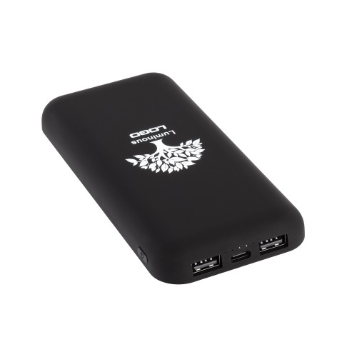 Беспроводное зарядное устройство Sticky SOFTTOUCH, 10000 mAh с подсветкой логотипа и присосками, черный