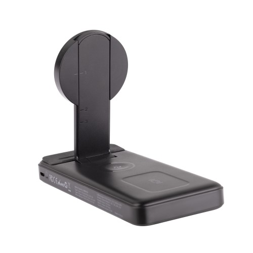 Беспроводная зарядная (20W/15W) станция-пауэрбэнк Slider 10000 mAh для смартфонов, наушников, часов, с подвижным зарядным блоком, черный