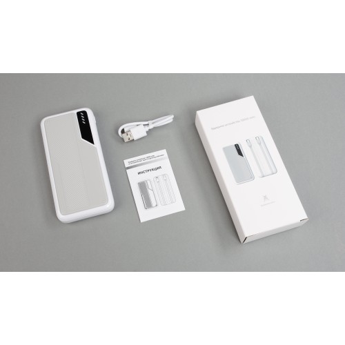 Зарядное устройство Connect 10000 mAh со встроенными Type-C/Lightning кабелями, белый с серым