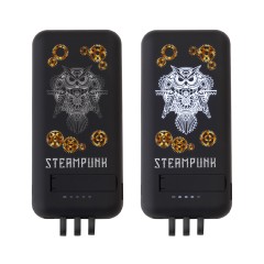 Беспроводное зарядное (22.5/15W) устройство Topfull SOFTTOUCH 10000 mAh с подсветкой лого, присосками, встроенными кабелями, с подставкой, черный