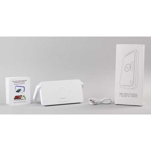 Лампа складная Smart Light с беспроводным (10W) зарядным устройством и подставкой для смартфона, белый
