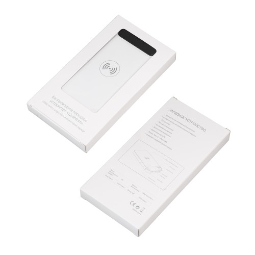 Беспроводное зарядное устройство Quantum, 10000 mAh с цифровым индикатором заряда, белый