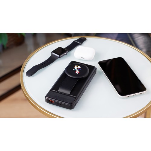 Беспроводная зарядная (20W/15W) станция-пауэрбэнк Slider 10000 mAh для смартфонов, наушников, часов, с подвижным зарядным блоком, черный