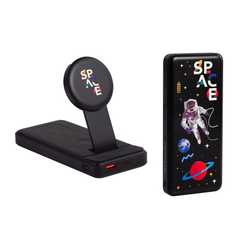 Беспроводная зарядная (20W/15W) станция-пауэрбэнк Slider 10000 mAh для смартфонов, наушников, часов, с подвижным зарядным блоком, черный