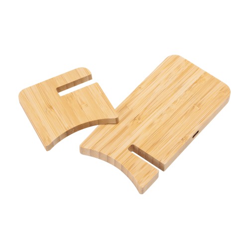 Складная беспроводная (15W) зарядная станция Puzzle с подсветкой логотипа, бежевый