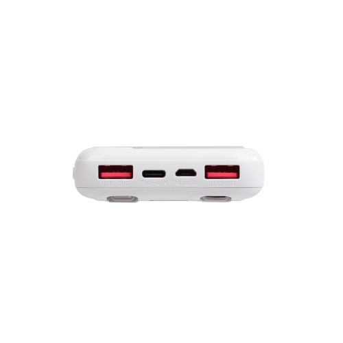 Зарядное устройство Connect 10000 mAh со встроенными Type-C/Lightning кабелями, белый с серым