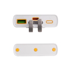 Зарядное (22.5W) устройство Link 10000 mAh с прозрачным корпусом, цифровым индикатором заряда и встроенными Type-C/Lightning кабелями, белый/черный