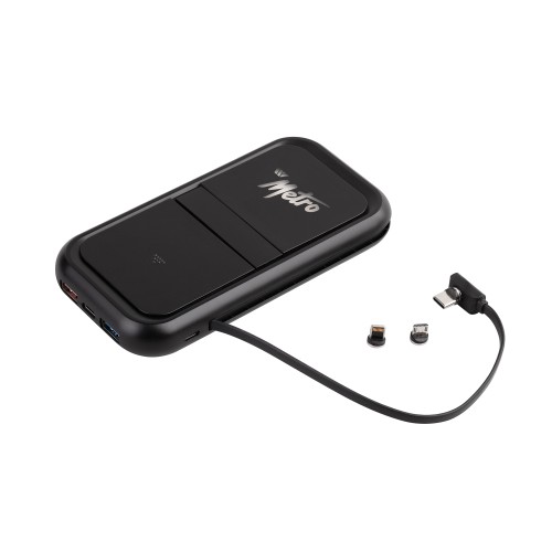 Беспроводное ЗУ Fast & Furious, 10000 mAh, с быстрой (22.5W/15W) зарядкой, с магнитным кабелем и набором переходников, с подсветкой логотипа, черный