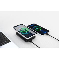 Беспроводное магнитное ЗУ Forsage SOFTTOUCH, 8000 mAh с быстрой проводной (20W) и беспроводной (15W) зарядкой, покрытие soft touch, черный
