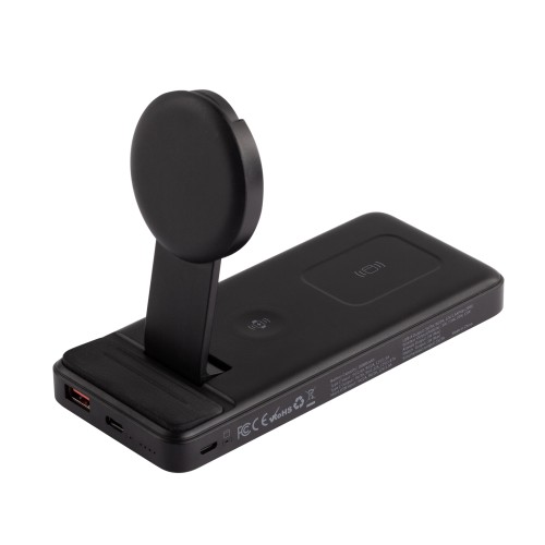 Беспроводная зарядная (20W/15W) станция-пауэрбэнк Slider 10000 mAh для смартфонов, наушников, часов, с подвижным зарядным блоком, черный